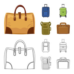 Isolated object of suitcase and baggage logo. Set of suitcase and journey vector icon for stock.