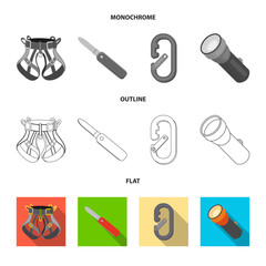 Vector design of mountaineering and peak sign. Collection of mountaineering and camp vector icon for stock.