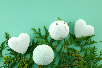  thuja bath bombs. body cosmetics with  Thuja extract.bath bombs round and heart form with  thuja...