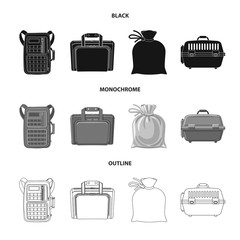 Isolated object of suitcase and baggage sign. Set of suitcase and journey vector icon for stock.