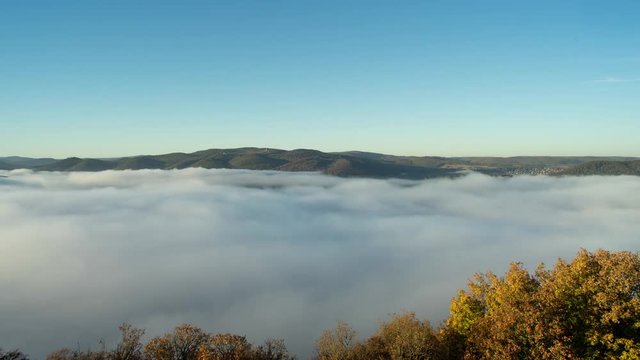 Morning view from the german palais Waldeck to the lake Edersee