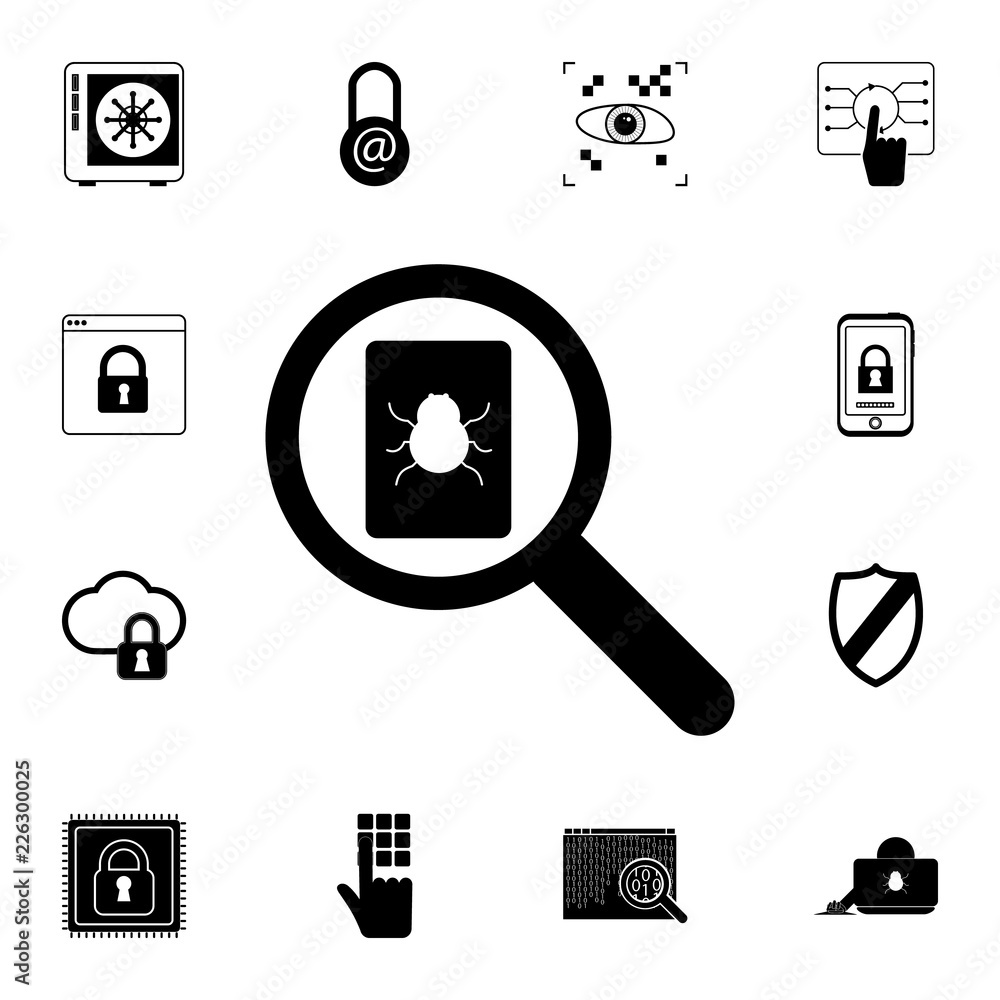 Poster bug and virus in the programming code icon. detailed set of cyber security. premium graphic design. 