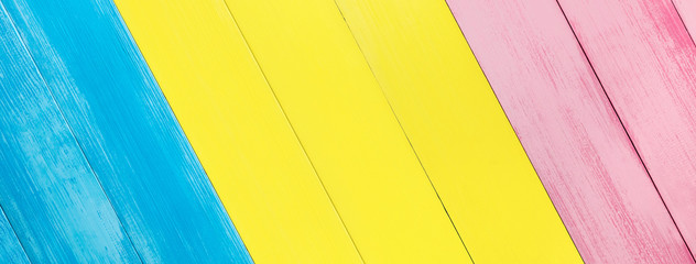 Colorful askew wood panel texture banner background