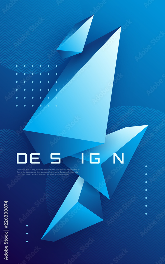 Wall mural vector abstract geometric background with 3d triangular shapes