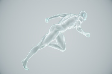 male running pose with x-ray , medical concept. 3d illustration