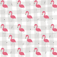 Naklejka premium Tropical flamingo vector seamless pattern