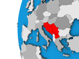 Fototapeta premium Yugoslavia on 3D globe