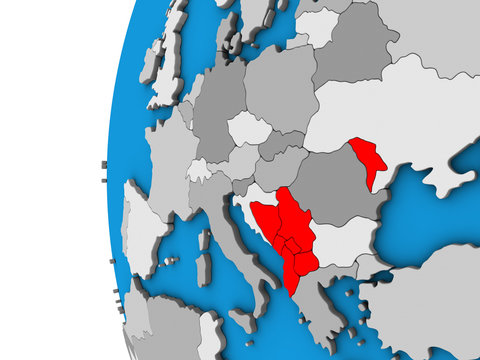 CEFTA countries on 3D globe
