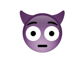 Purple demon devil embarrassed face icon with horns