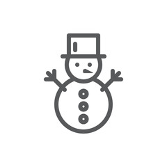 Snowman editable icon vector illustration - thin line winter symbol of active and funny leisure.