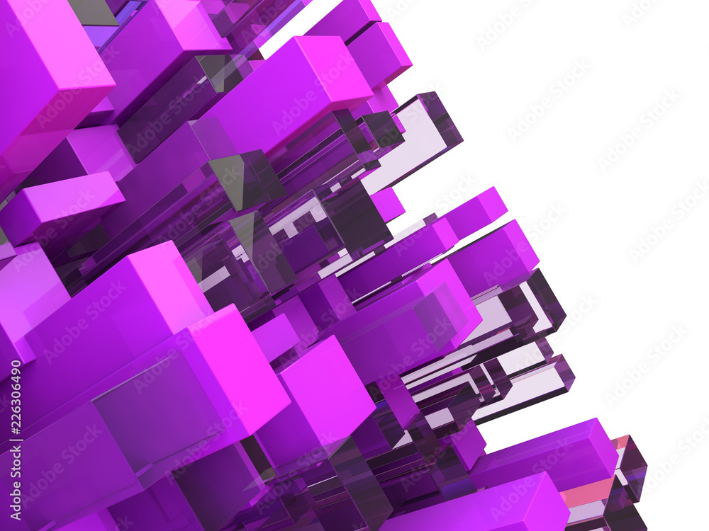 Poster abstract technological background with squares. 3d render