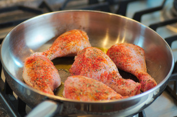 Chicken legs ready for baking