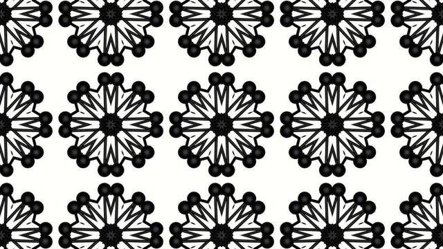 Abstract animated background of kaleidoscope patterns. 3d rendering.