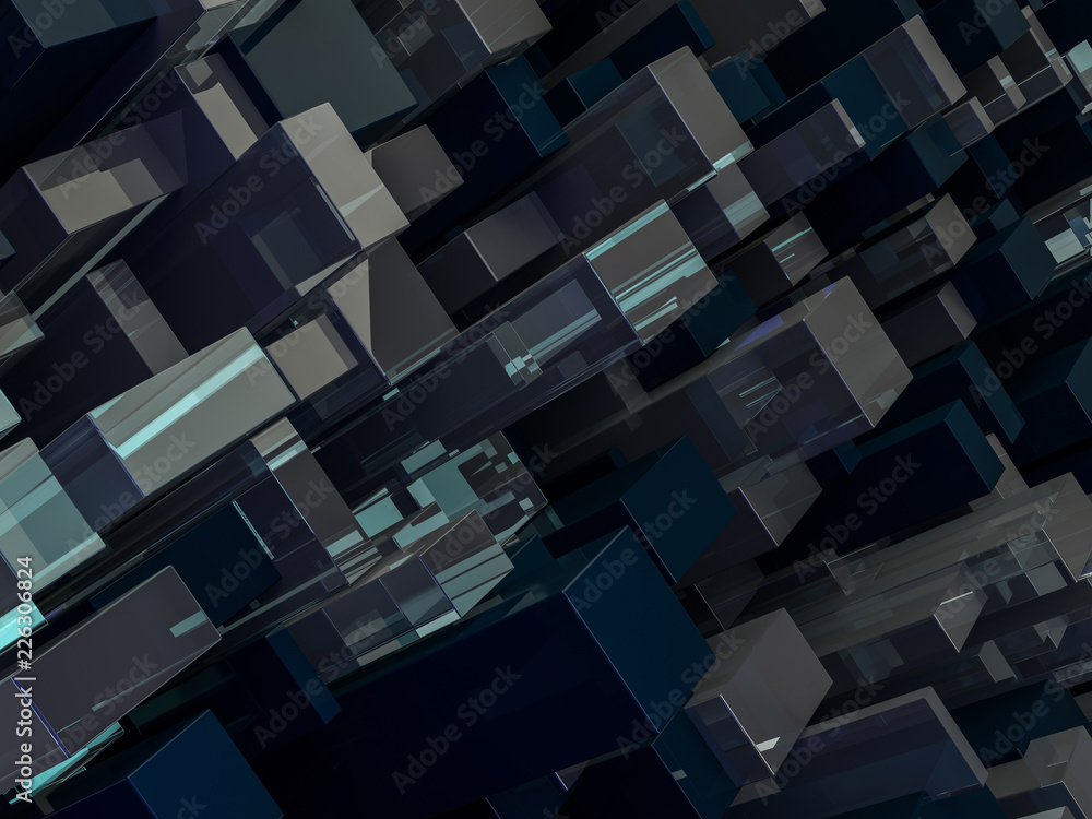Aufkleber abstract technological background with squares. 3d render