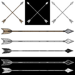 Arrow set in on white background. Bow arrow.
