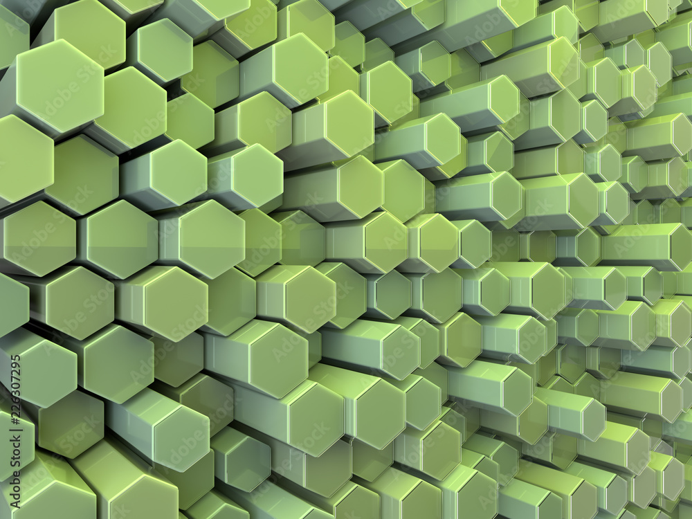 Poster abstract technological hexagonal background. 3d render
