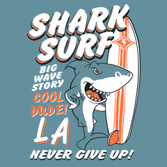 Hand drawn shark vector design for t shirt printing