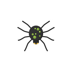 Color spider isolated icon on white background. Design element for Halloween. Vector illustration in flat style for your design.