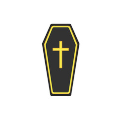 Obraz premium Coffin icon isolated on white background. Funeral ceremony symbol. Design element for Halloween. Vector illustration in flat style for your design.