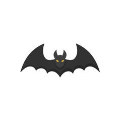 Bat icon for web. Isolated on white background. Soaring bat. Design element for Halloween. Vector illustration in flat style for your design.