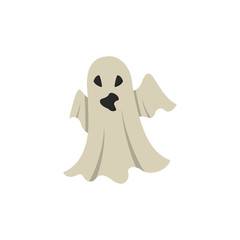 Ghost Icon isolated on white background. Design element for Halloween. Vector illustration in flat style for your design.