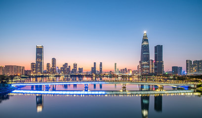 Naklejka premium Shenzhen Houhai Financial District City Skyline