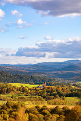 Obraz premium Bieszczady mountains amazing view on Lutowiska Village