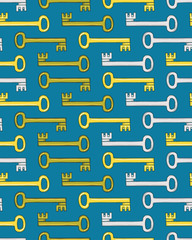 Hand drawn lock and key vector seamless pattern