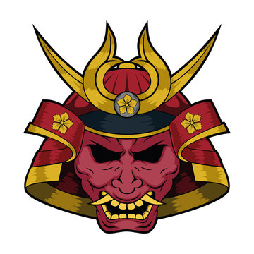 recommend clip art: A Japanese samurai mask and helmet