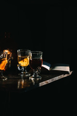 Glasses of tea with lemon
