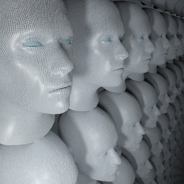Heads with DNA code, illustration