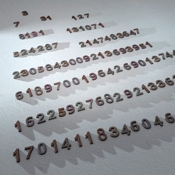 The first 12 Mersenne primes, illustration