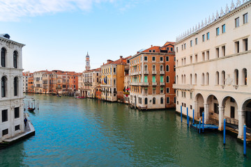 Fototapeta na wymiar Grand Canal with facades of historical houses ans palaces, Venice Italy