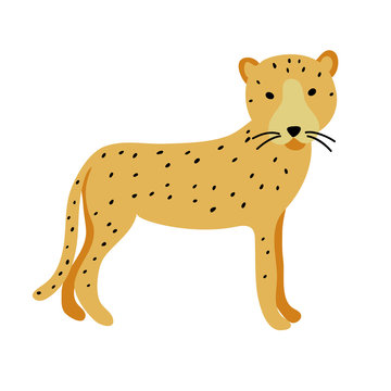 vector color yellow black spot cheetah big cat animal simple Scandinavian style childish for your paper textile design