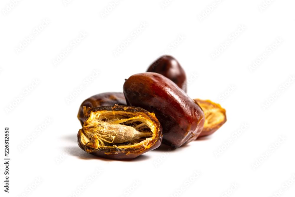 Poster fresh dates fruit dates on white background