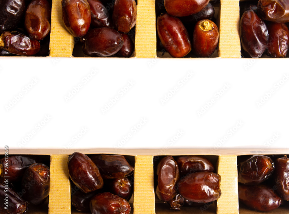 Poster fresh dates fruit dates on white background