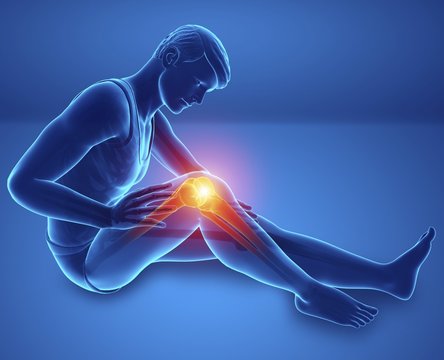 Man with knee pain, illustration