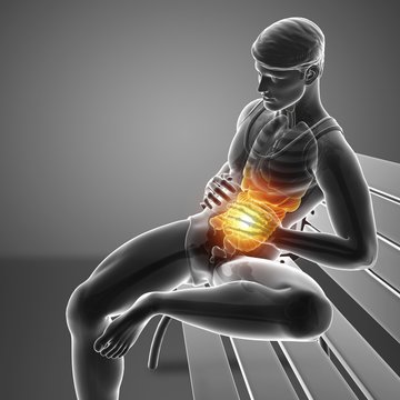Man with abdominal pain, illustration
