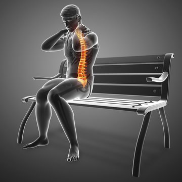 Man with back pain, illustration