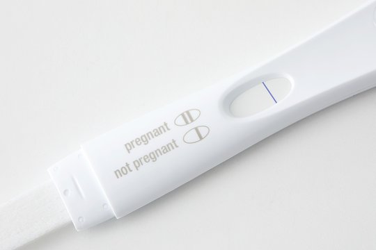 Pregnancy test showing negative result