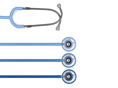 Stethoscopes in a row