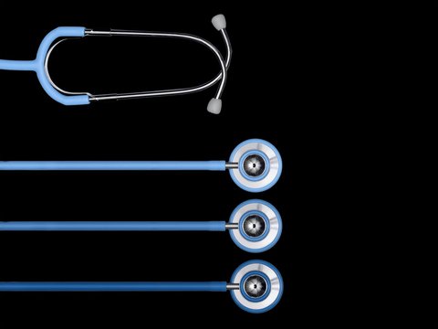 Stethoscopes in a row