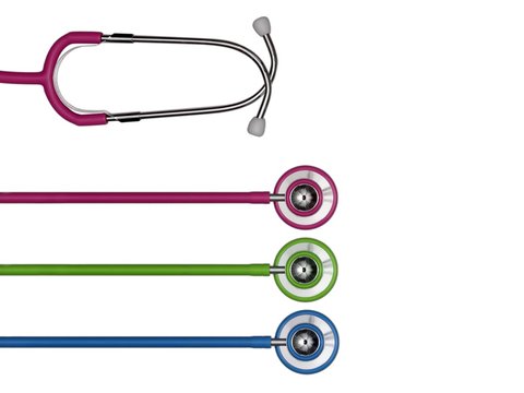 Stethoscopes in a row