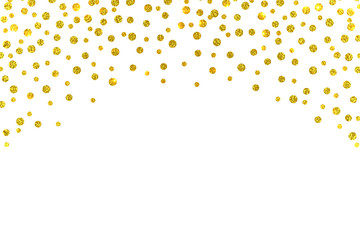 Festive explosion of confetti. Gold glitter background. Golden dots. Vector illustration polka dot .