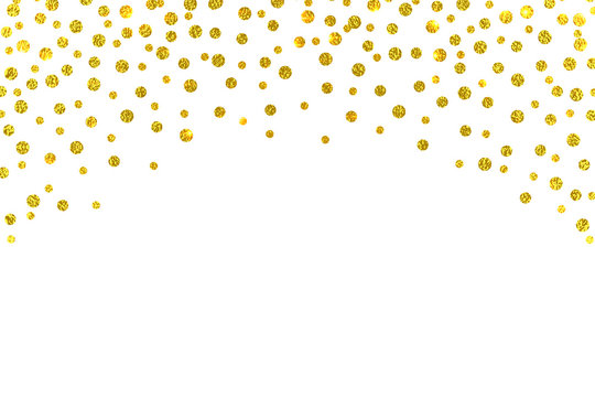 Festive explosion of confetti. Gold glitter background. Golden dots. Vector illustration polka dot .
