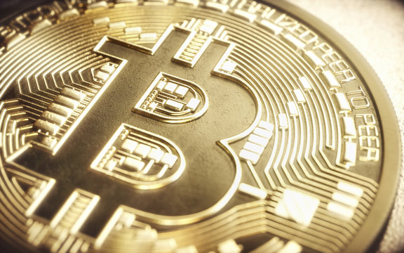 Bitcoin close up, illustration