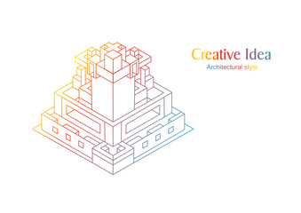 Creative architecture.Abstract house, vector.