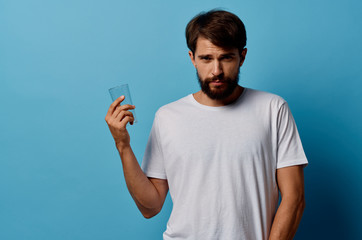 car with a glass in hand on a blue background
