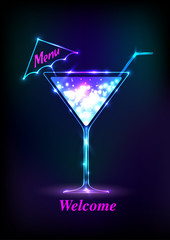 Neon Cocktail .Alcoholic beverage menu.