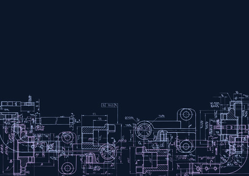 Technical Drawing background.Mechanical Engineering drawing.